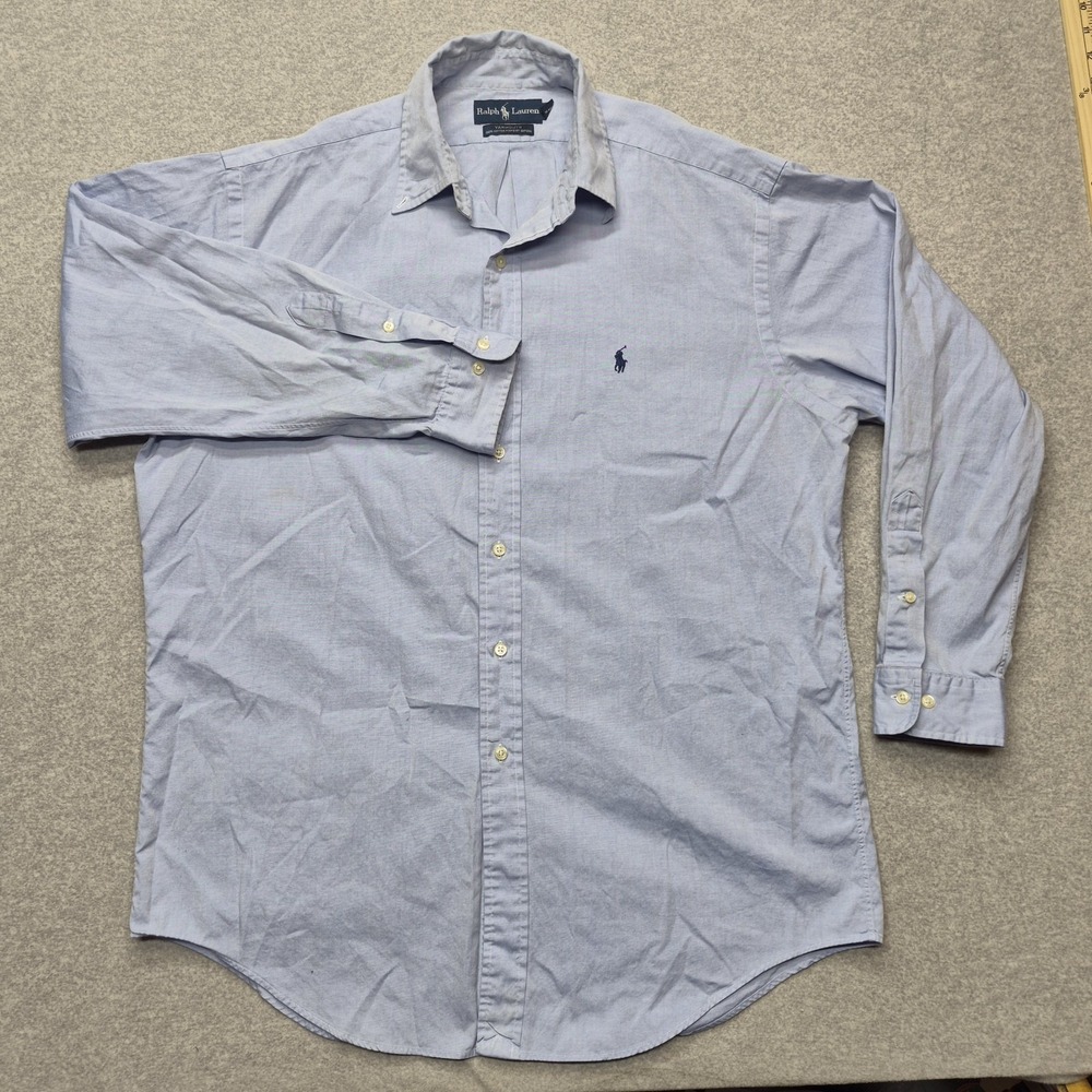 VTG Ralph Lauren Yarmouth Shirt Mens 16 32/33 Light Blue 100% Cotton Button Down